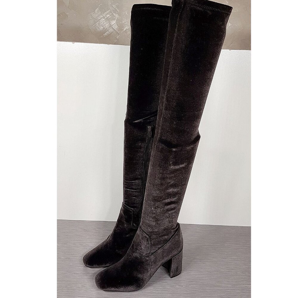 Jeffrey Campbell Cienega Over The Knee Boots, Brown Velvet, Womens Size 6